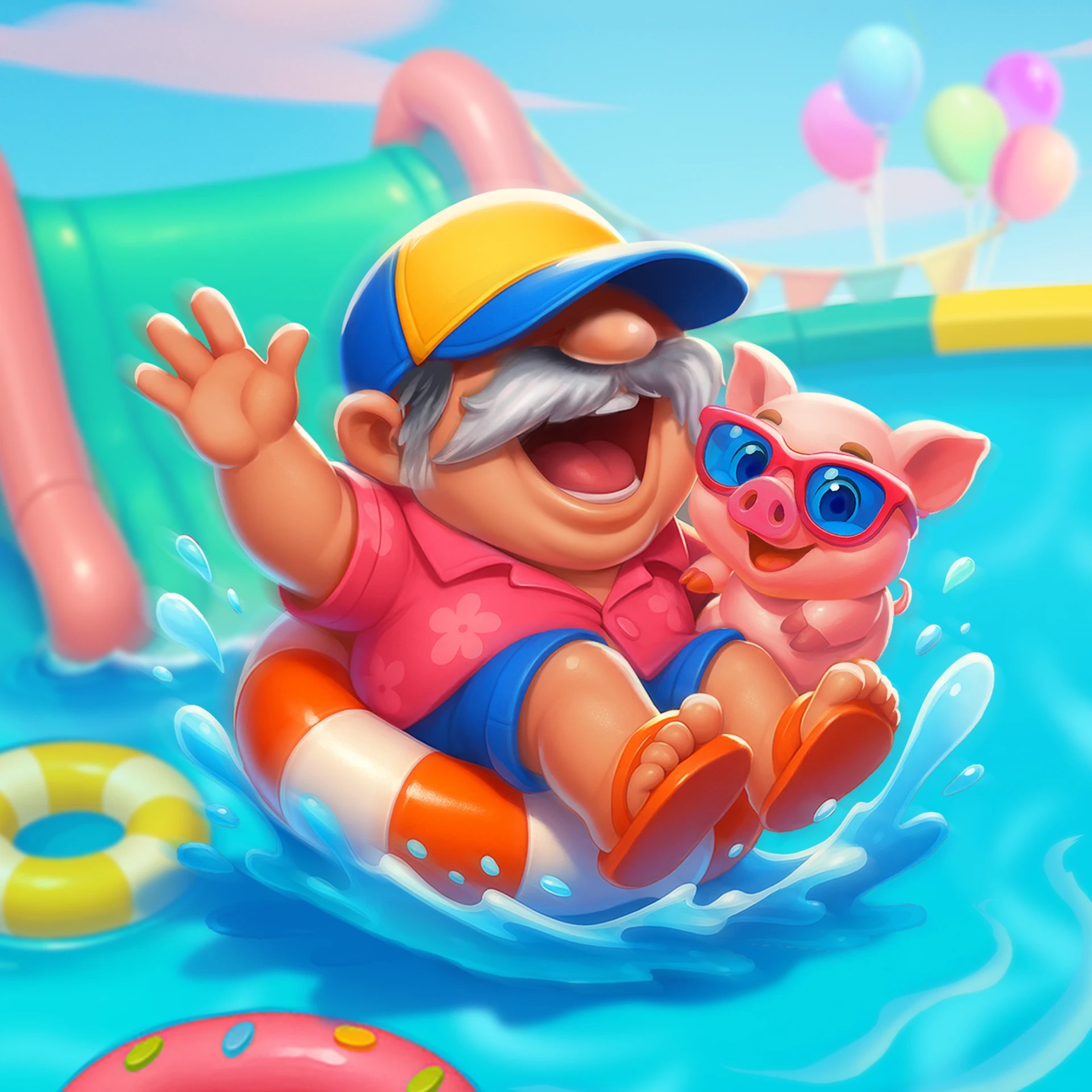 Image showing Puddle Party logo with a party and pet around it mobile version