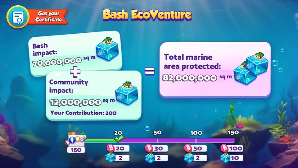 An Image of Article showing Bash EcoVenture - Protecting Marine Areas with Dots.eco New Season in Bingo Bash